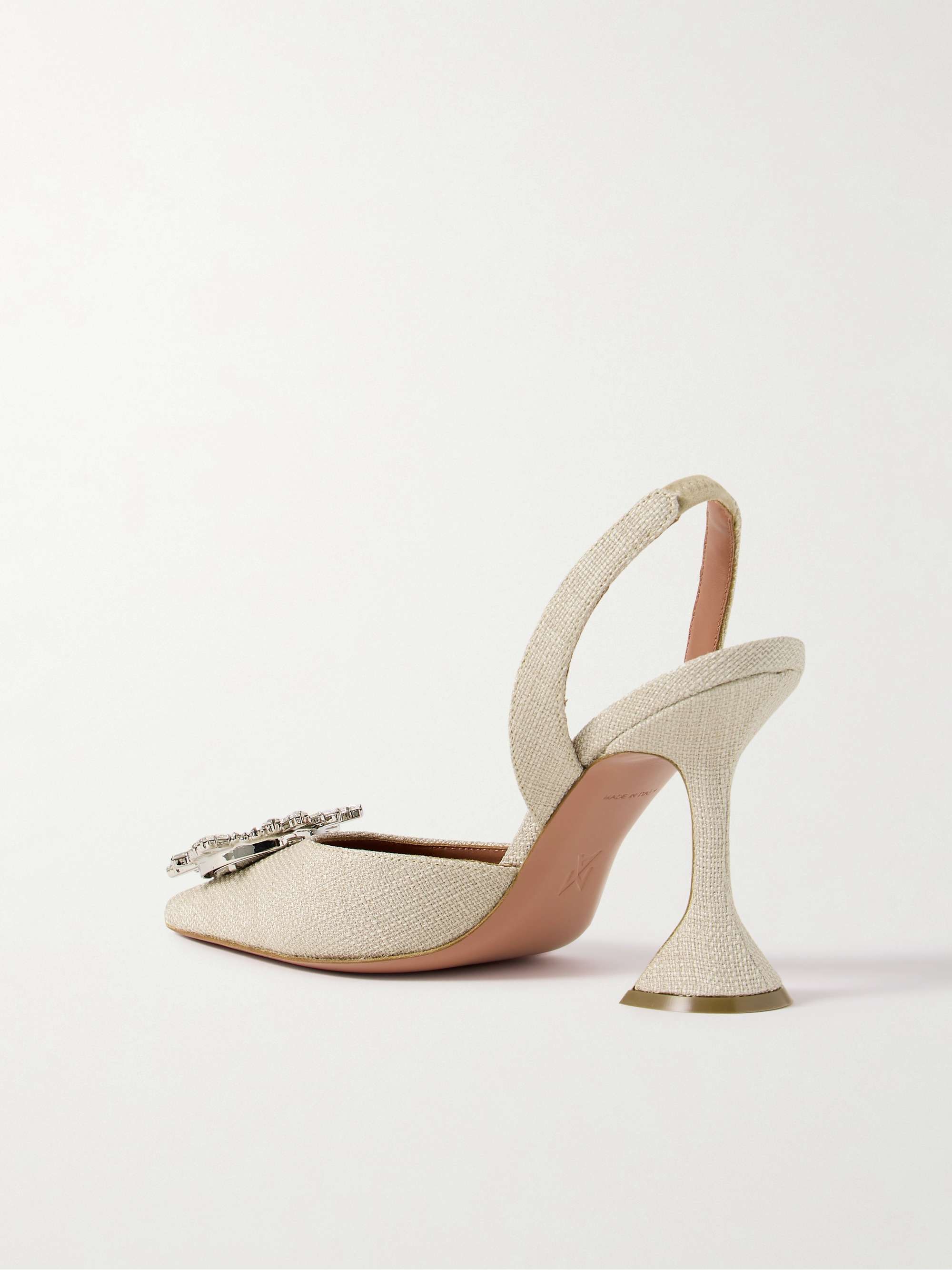 AMINA MUADDI Begum Swarovski crystal-embellished leather slingback pumps