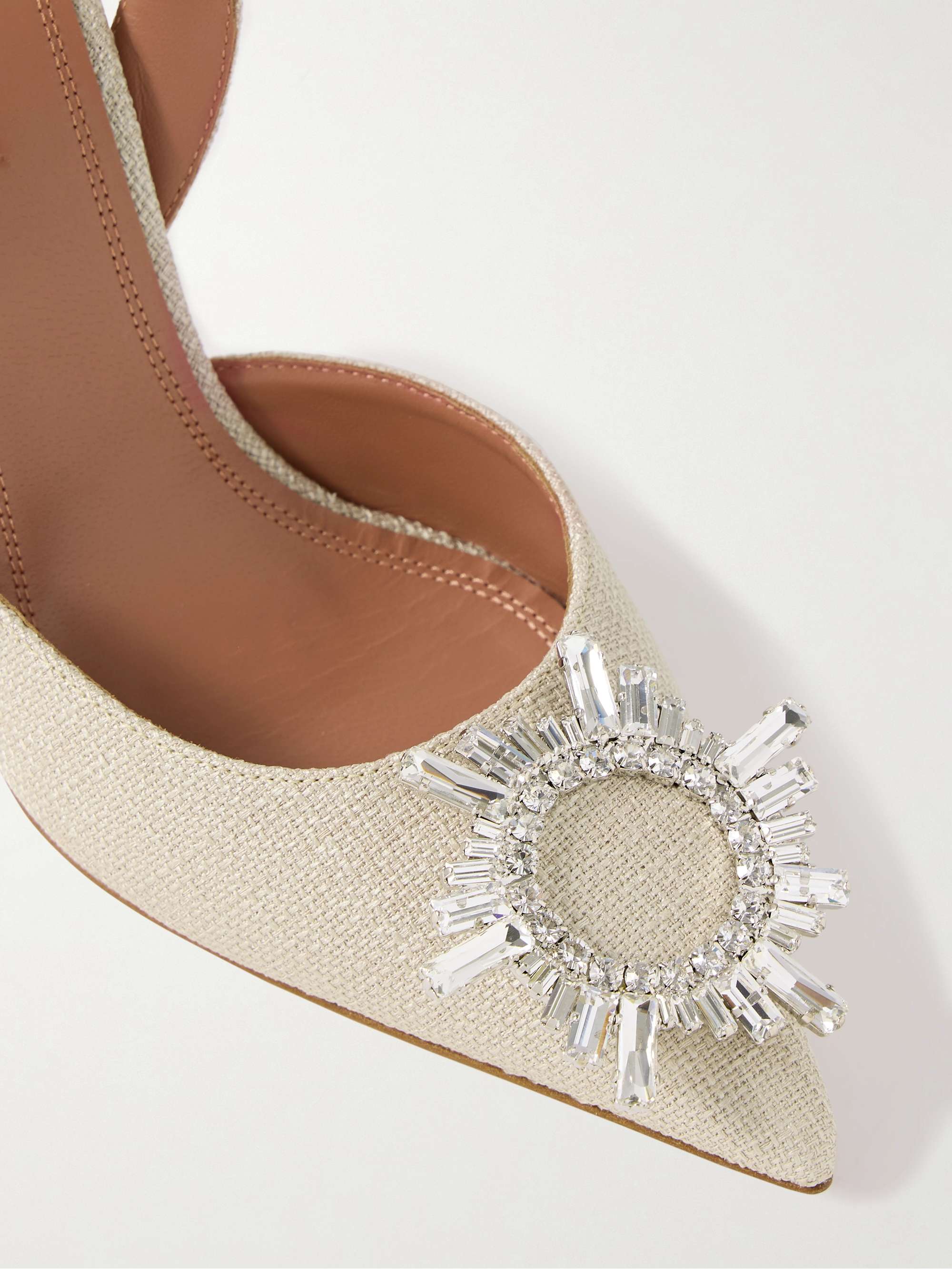 AMINA MUADDI Begum Swarovski crystal-embellished leather slingback pumps