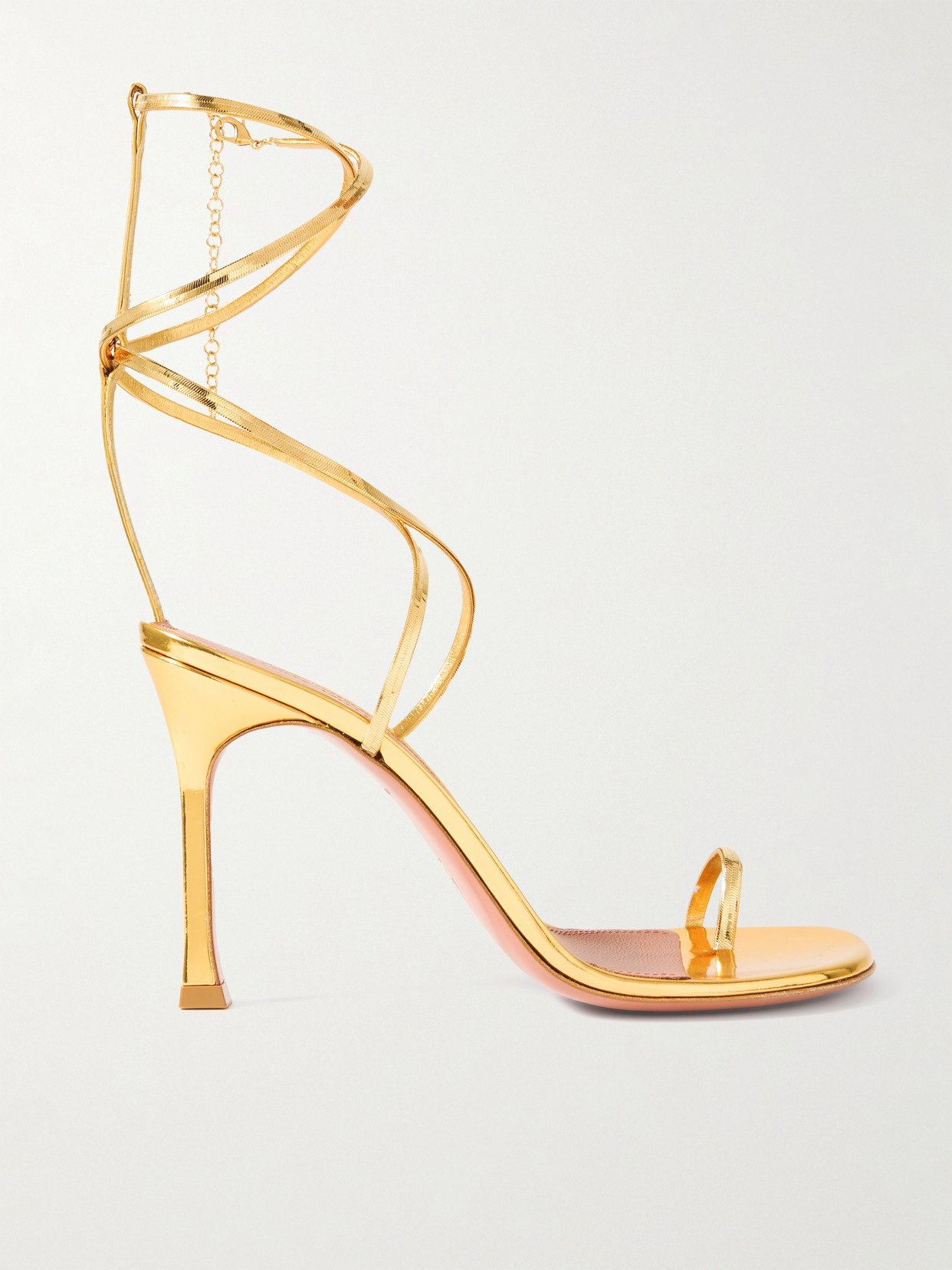 Amina Muaddi - Henson Embellished Metallic Leather Sandals - Gold