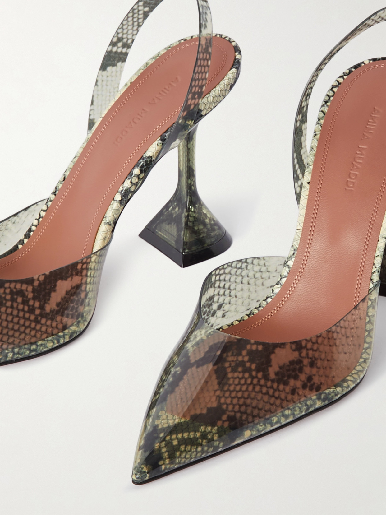 Amina Muaddi Snakeskin-effect 95mm Pumps With Sculpted Heel In Animal Print