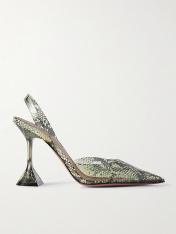 AMINA MUADDI Holli snake-effect PVC slingback pumps
