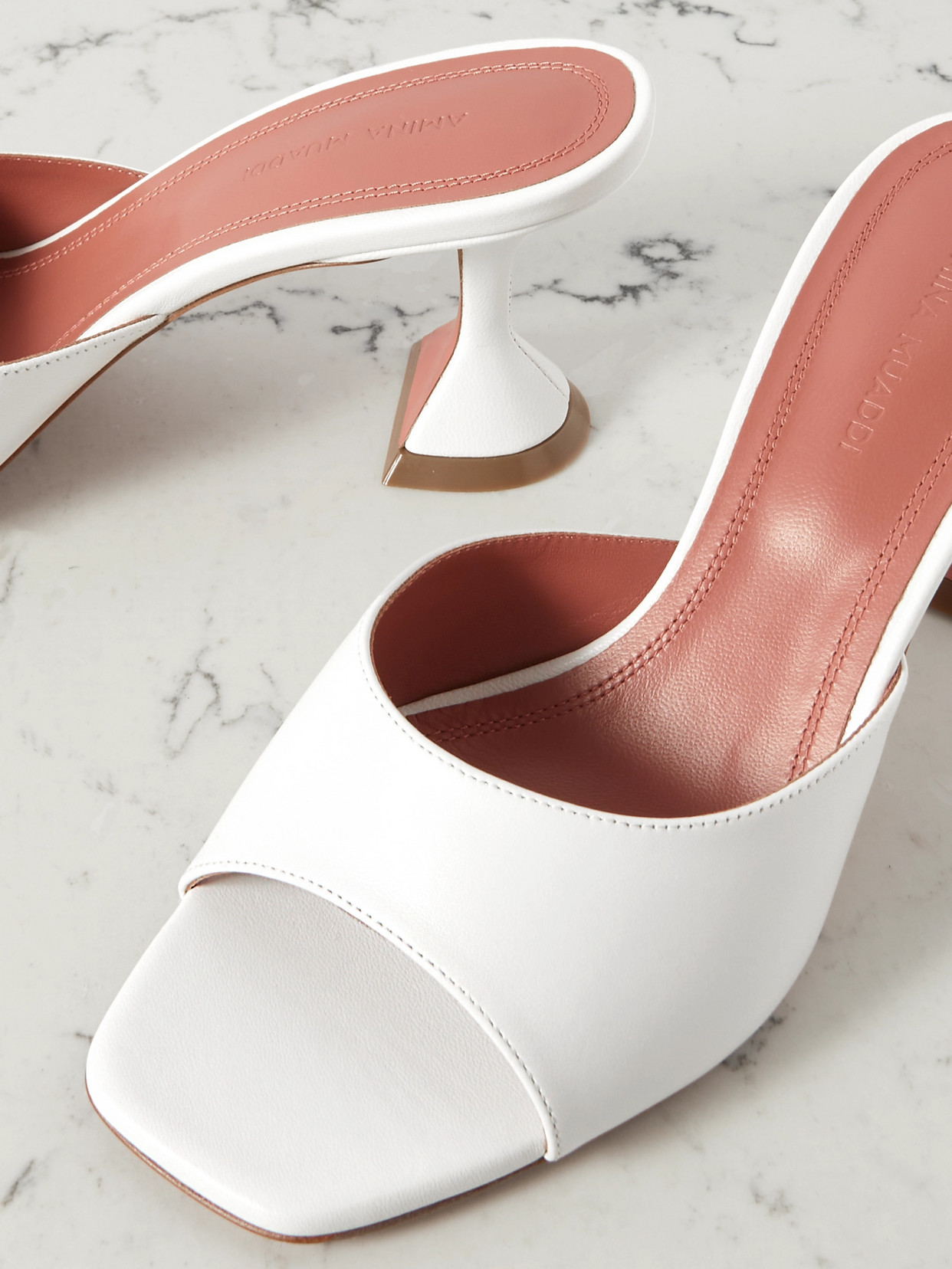 Amina Muaddi Lupita Slipper 70 Nappa Leather Sandals In White
