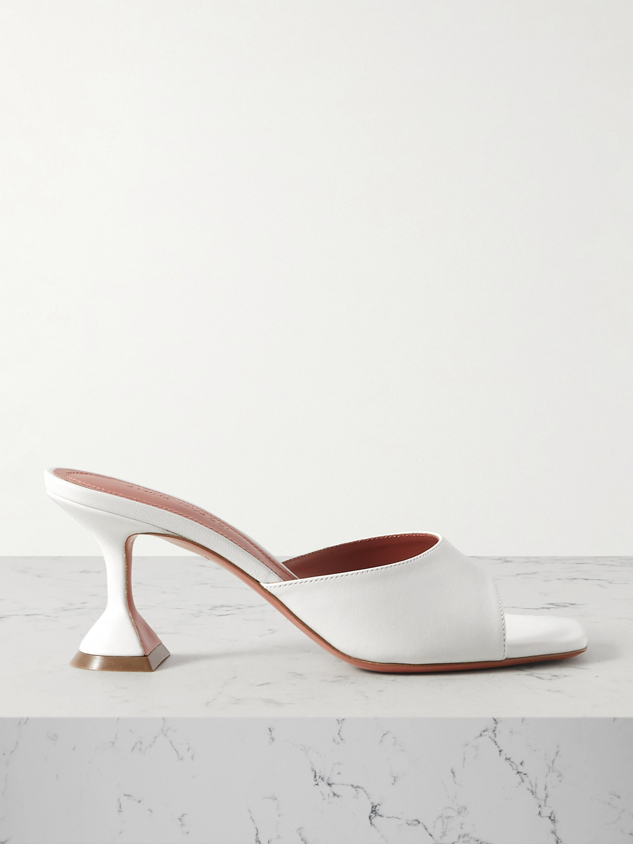 Shop Amina Muaddi Lupita Textured-leather Pumps In White