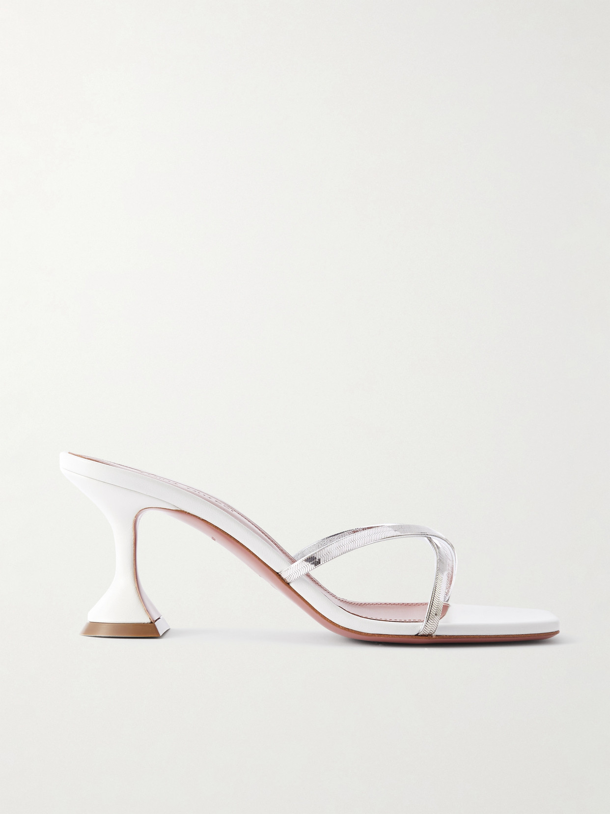 Amina Muaddi - Henson Embellished Mirrored-leather Mules - White
