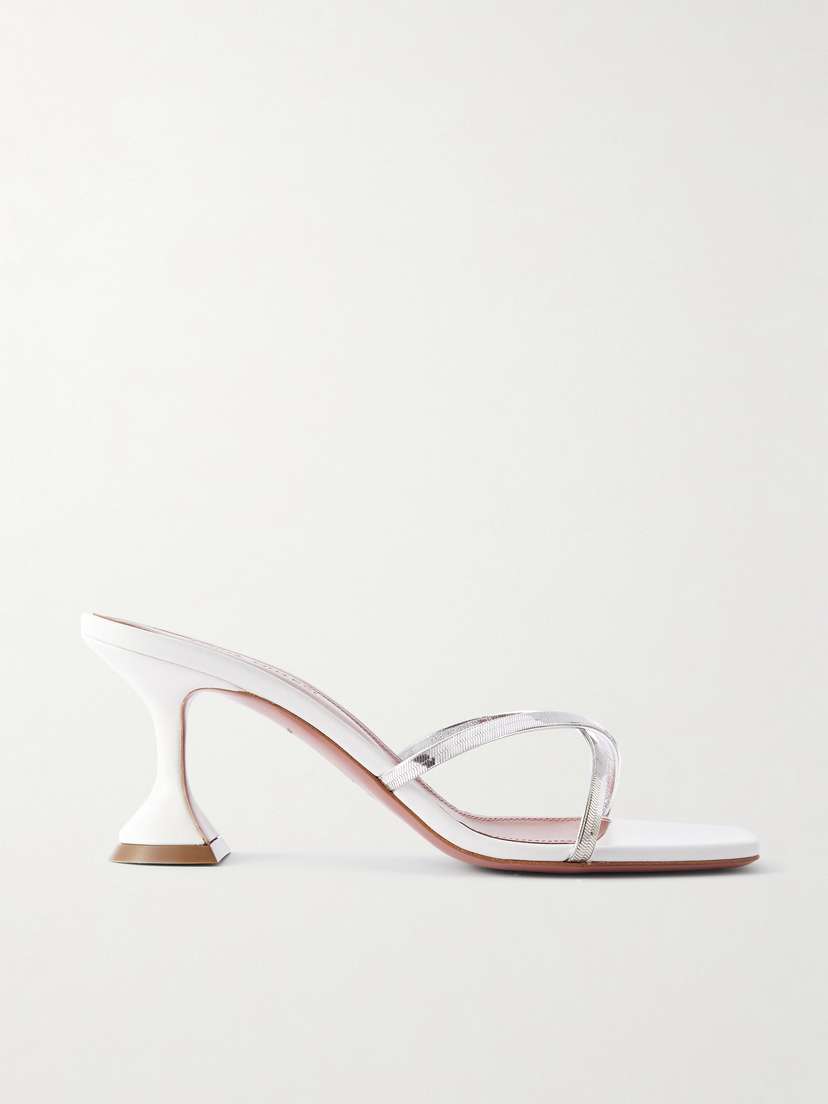 Amina Muaddi Henson Embellished Mirrored-leather Mules