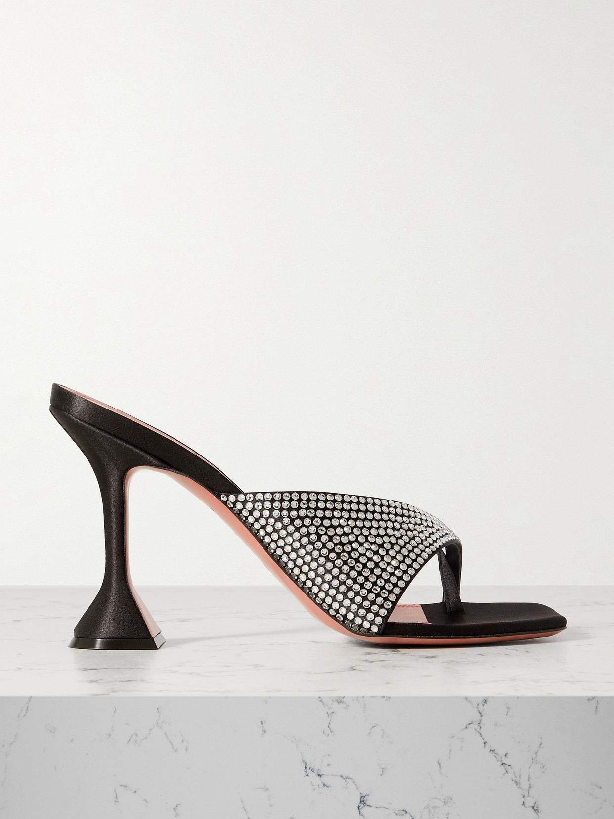 Amina Muaddi Open-toed Square Toed High-heeled Sandals In Black