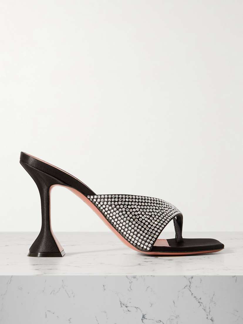 Amina Muaddi Shiona Crystal-embellished Satin Mules