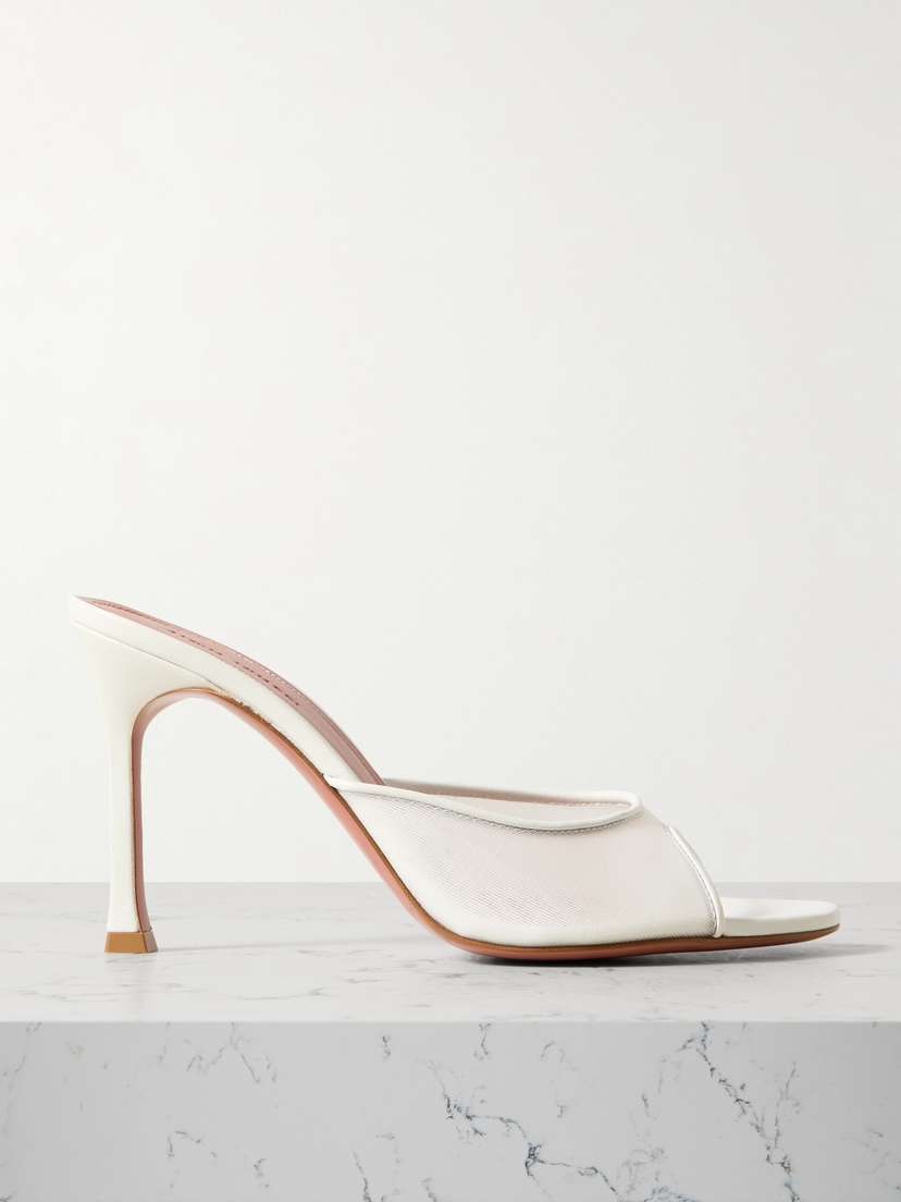 Amina Muaddi Alexa Mesh And Leather Mules
