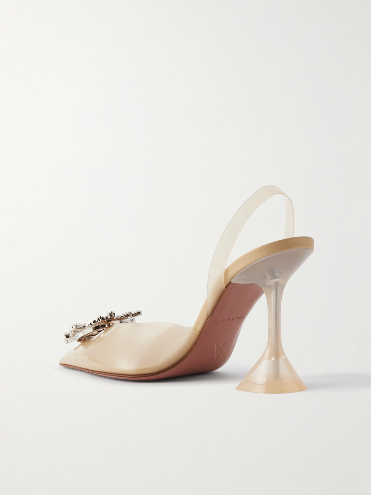 Shop Amina Muaddi Begum Glass Crystal-embellished Pvc Slingback Pumps In Cream