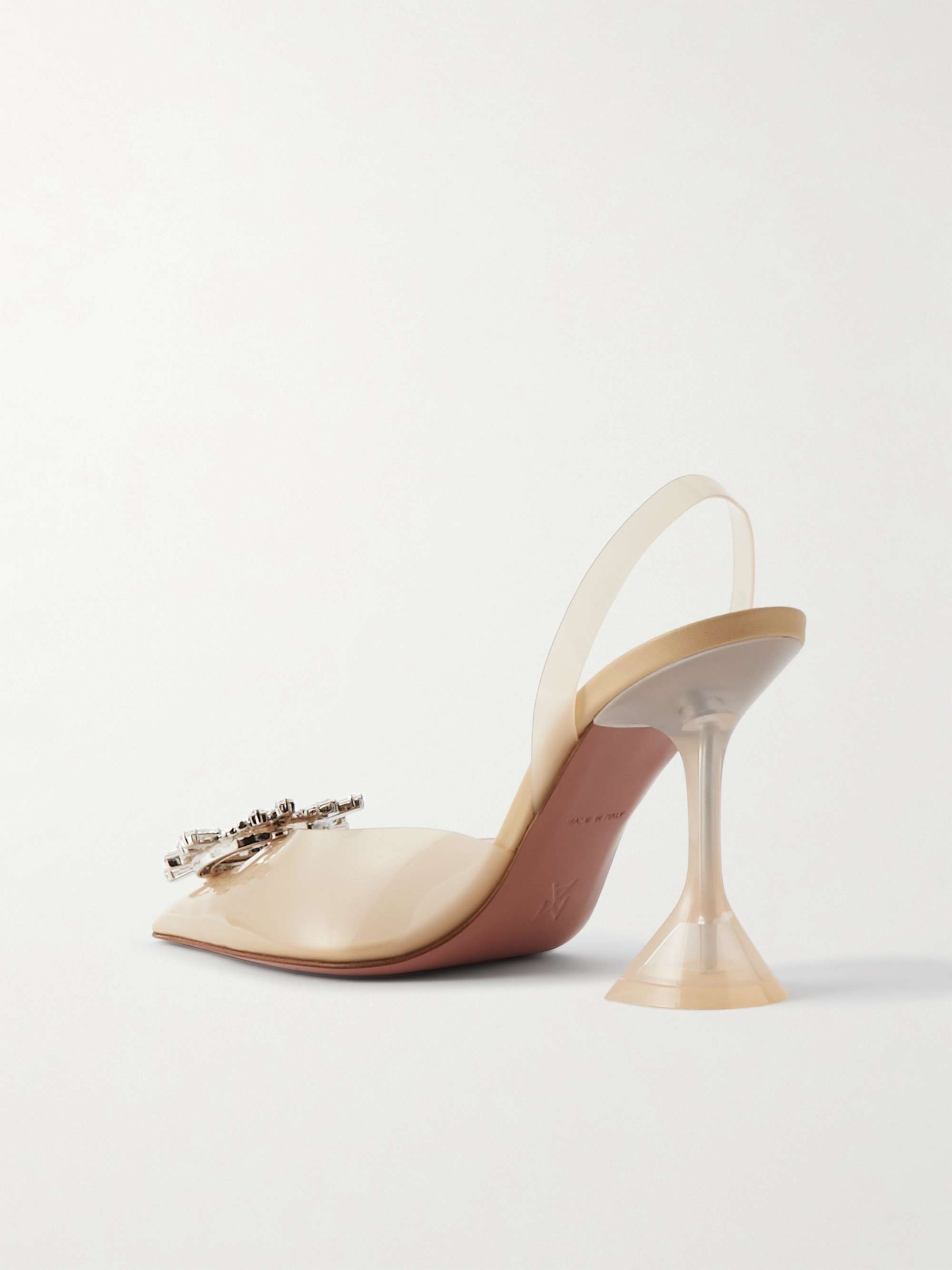 AMINA MUADDI Begum Swarovski crystal-embellished leather slingback pumps