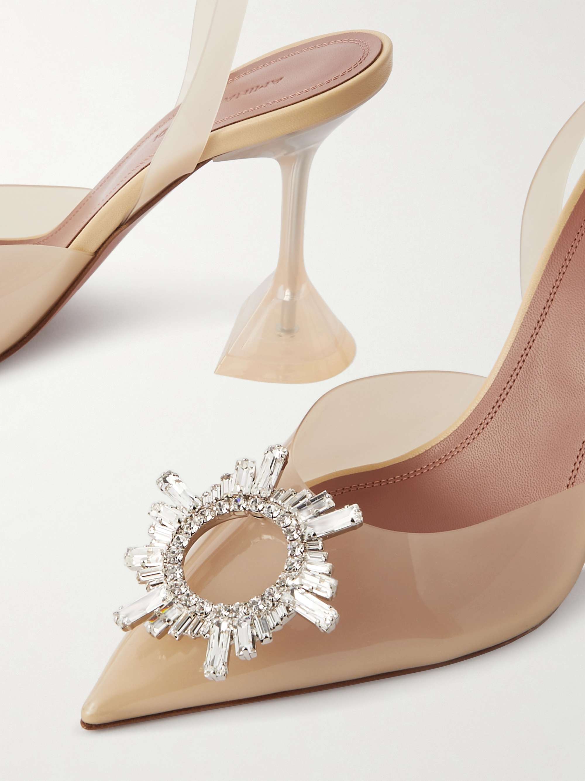 AMINA MUADDI Begum Swarovski crystal-embellished leather slingback pumps