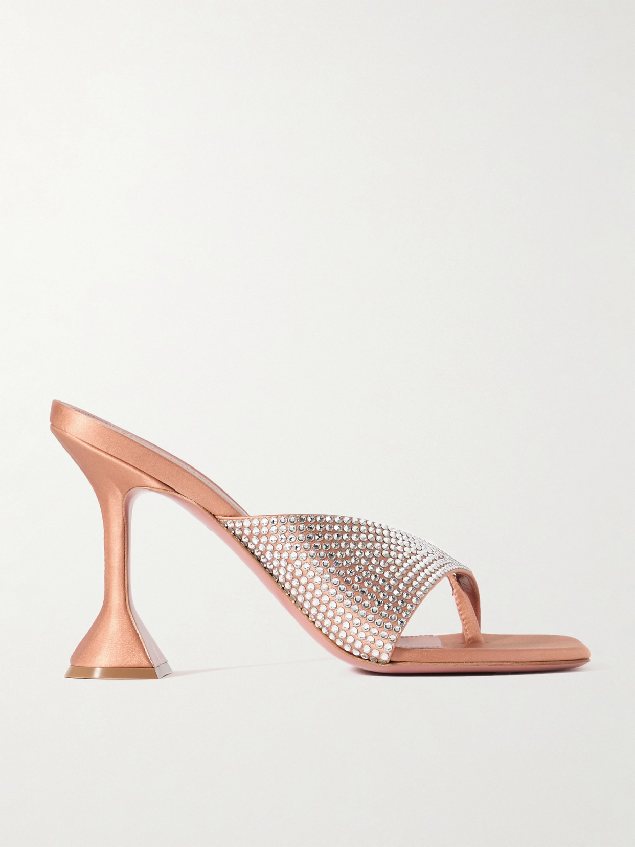 Amina Muaddi - Shiona Crystal-embellished Satin Sandals - Brown
