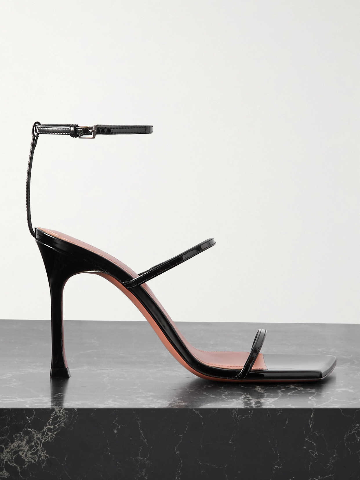 Amina Muaddi - Maya Patent-leather Sandals - Black