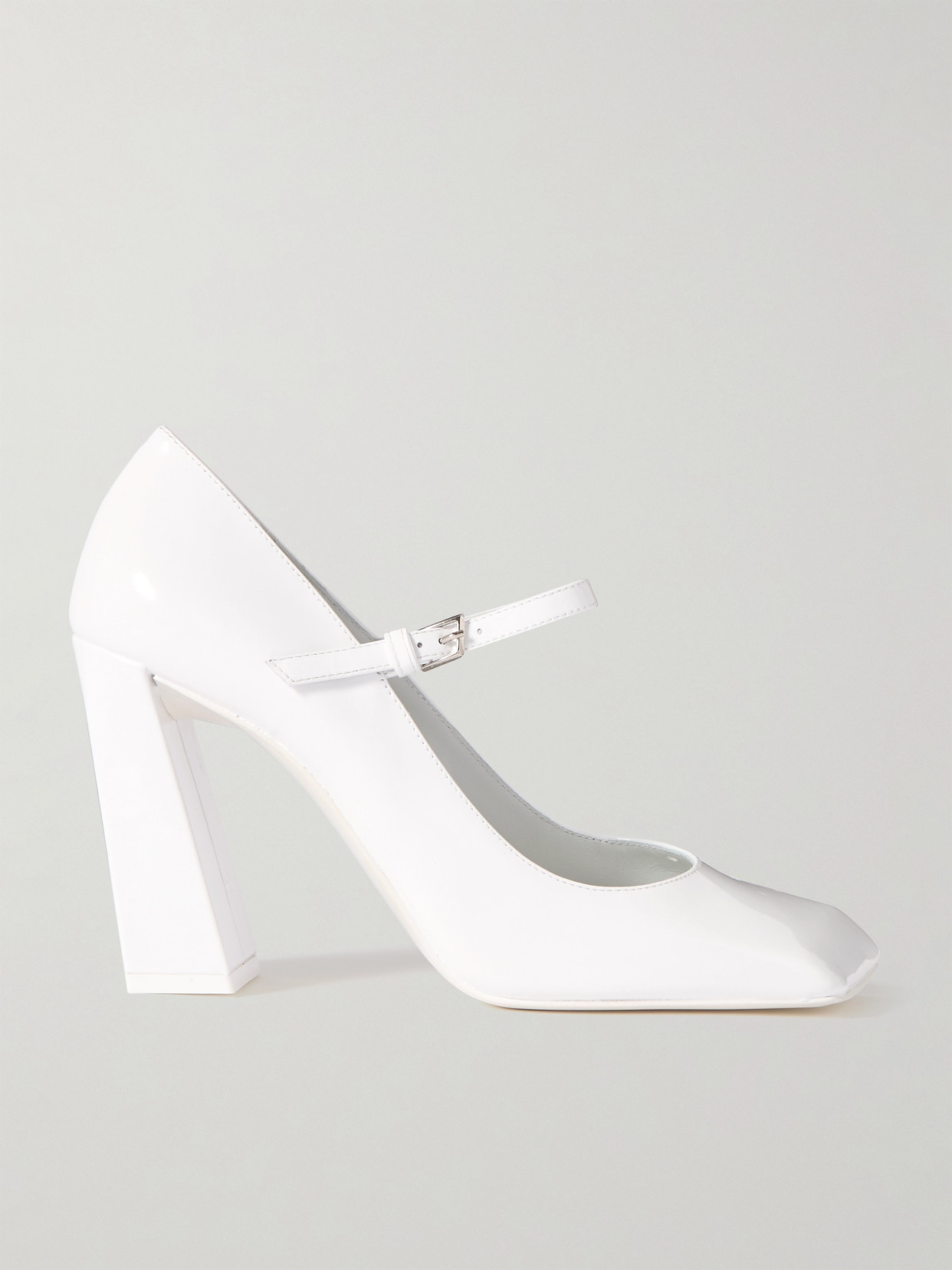 Amina Muaddi Charlotte Patent-leather Mary Jane Pumps In White