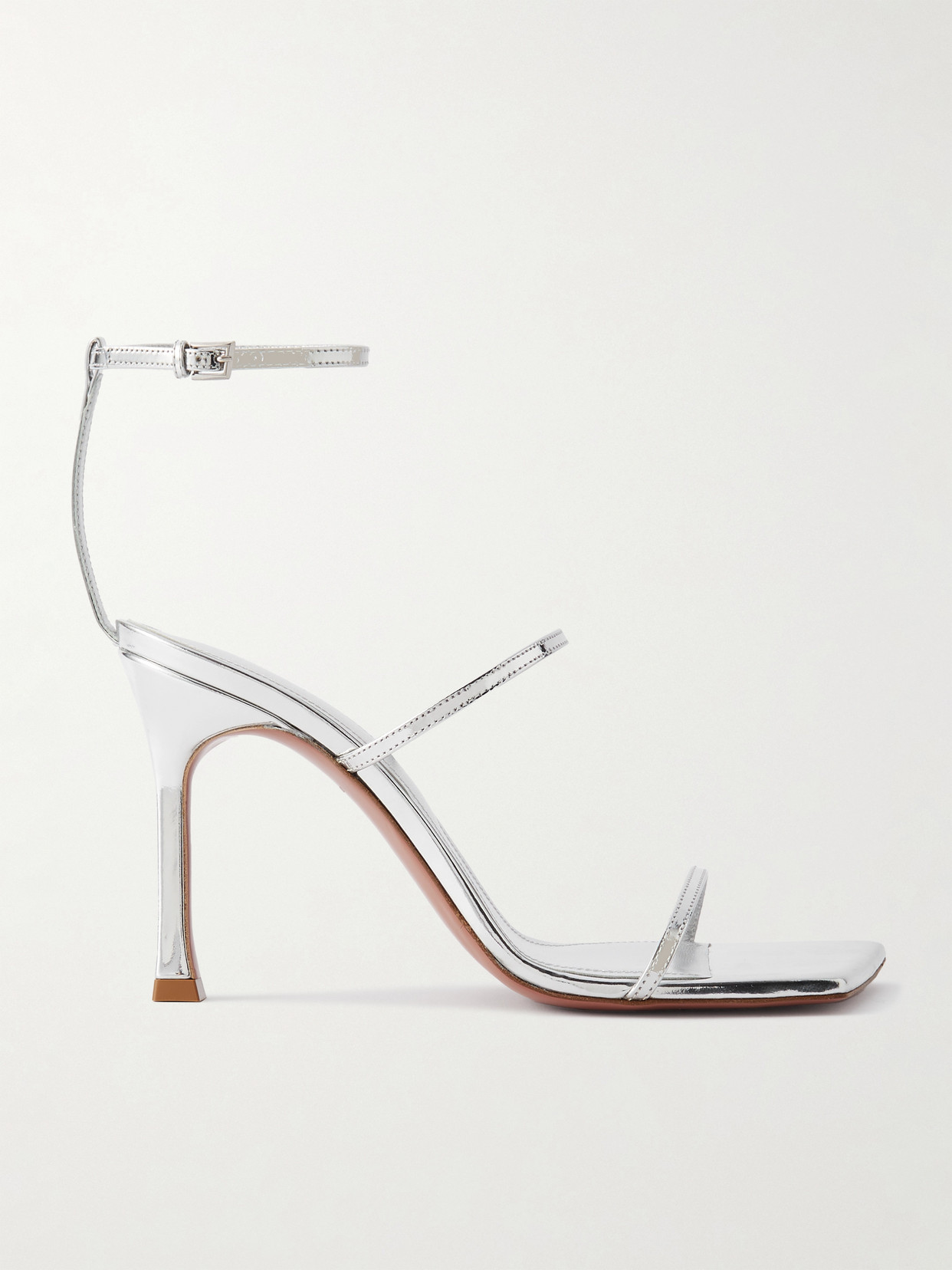 Amina Muaddi - Maya Mirrored-leather Sandals - Silver