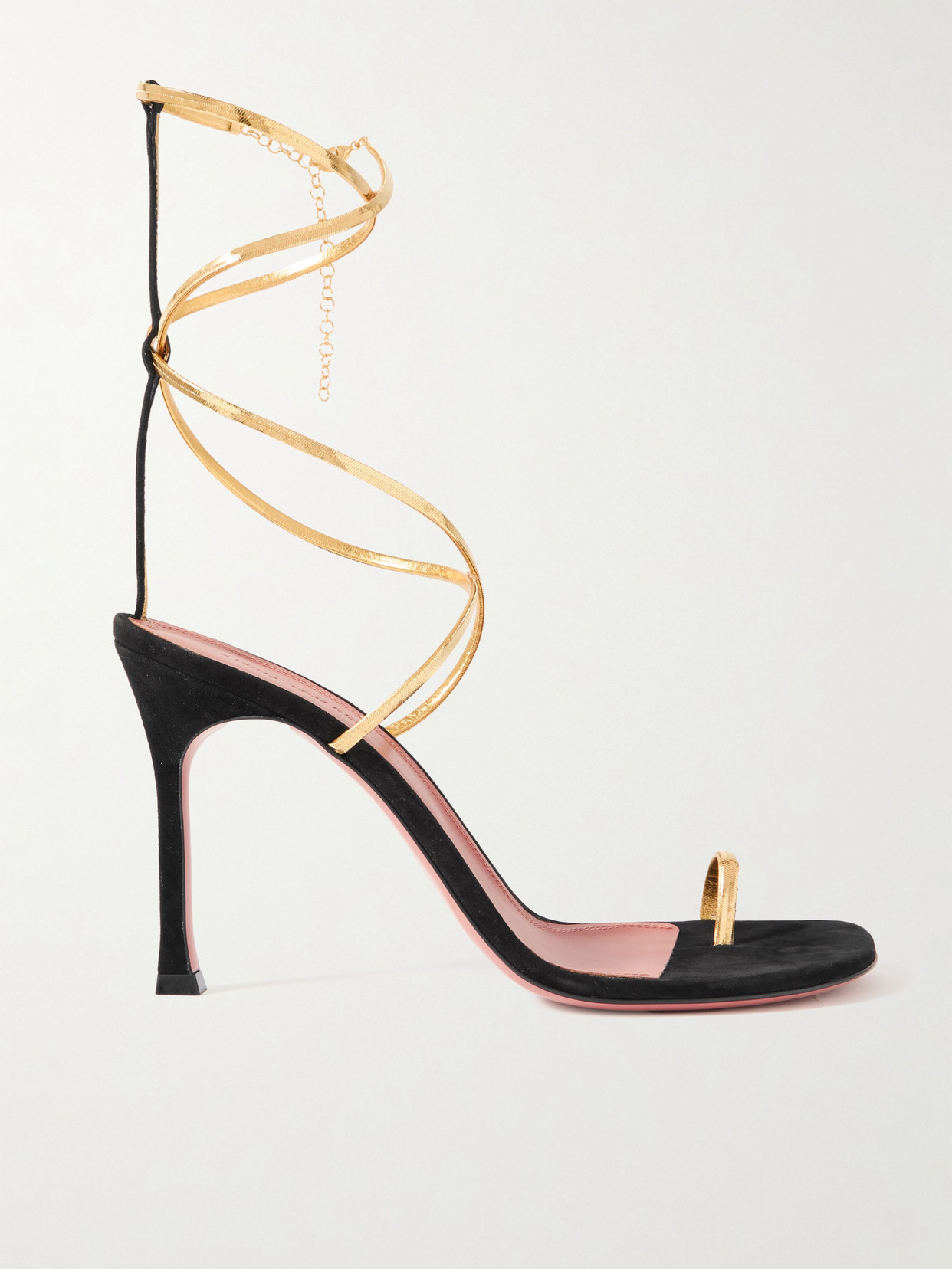 Amina Muaddi - Henson Embellished Suede And Metallic Leather Sandals - Black