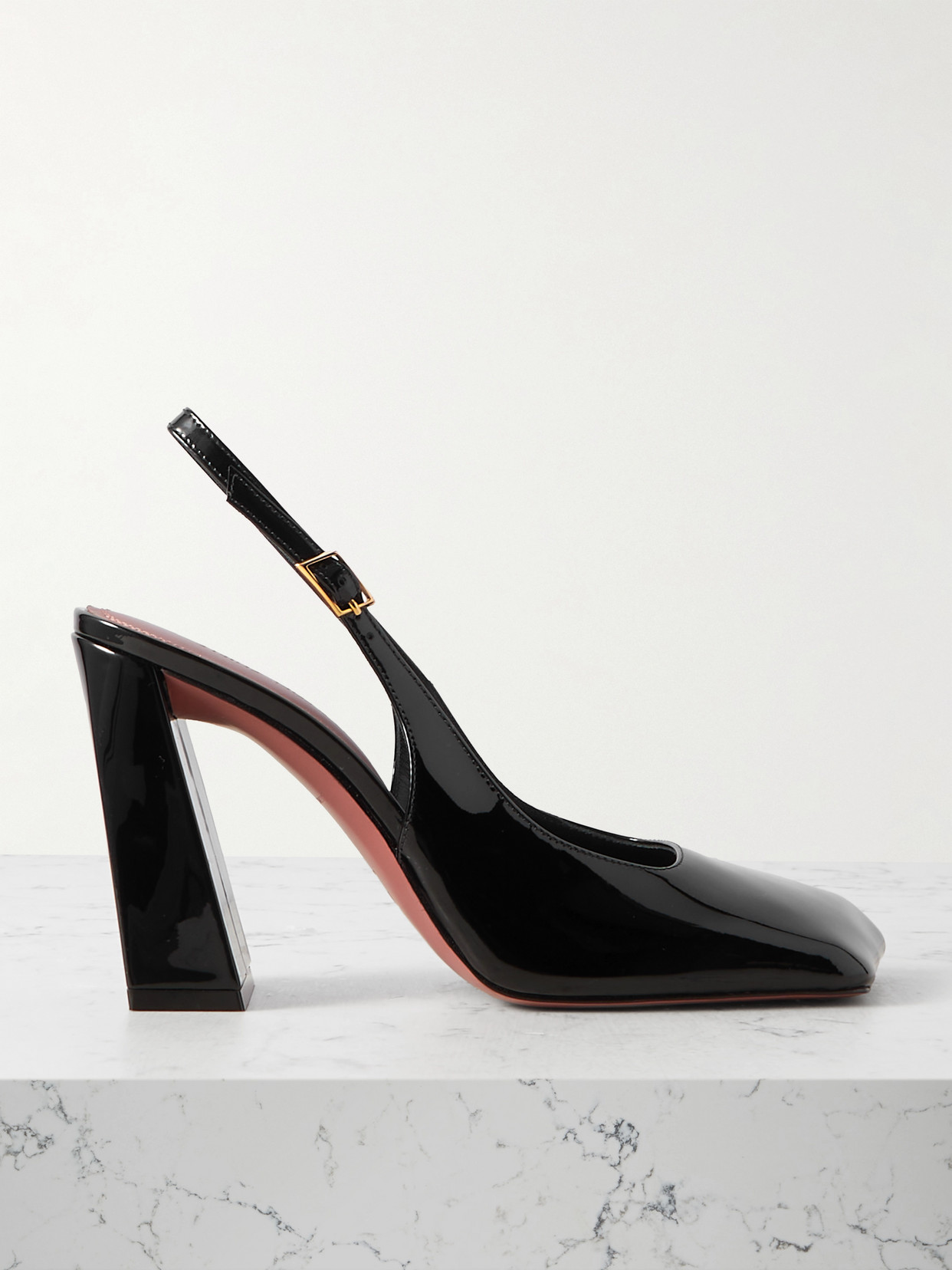 Amina Muaddi Charlotte Patent-leather Slingback Pumps In Black