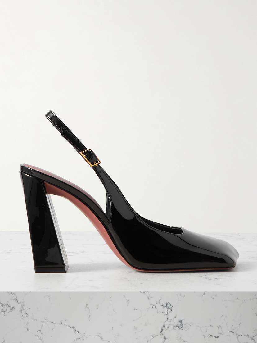 Amina Muaddi Charlotte Patent-leather Slingback Pumps