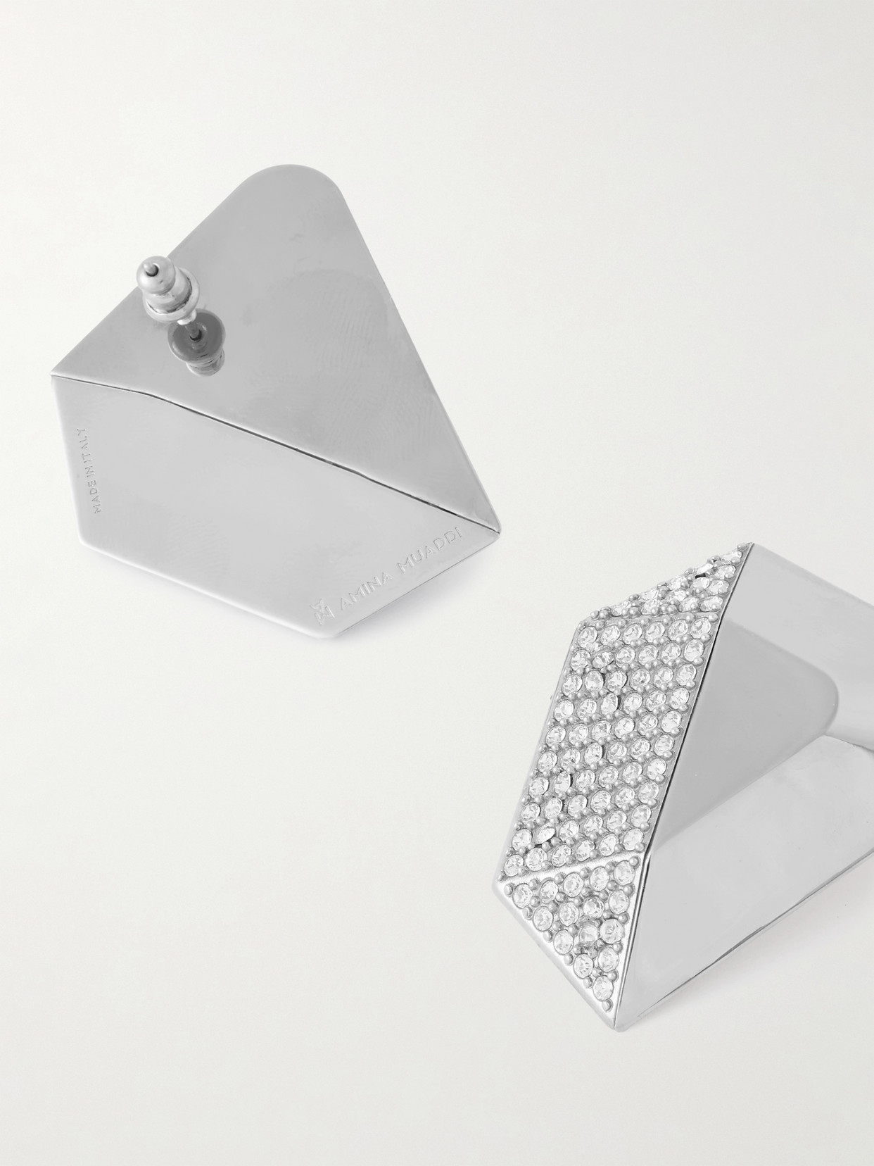 AMINA MUADDI GISELE SILVER-TONE CRYSTAL EARRINGS