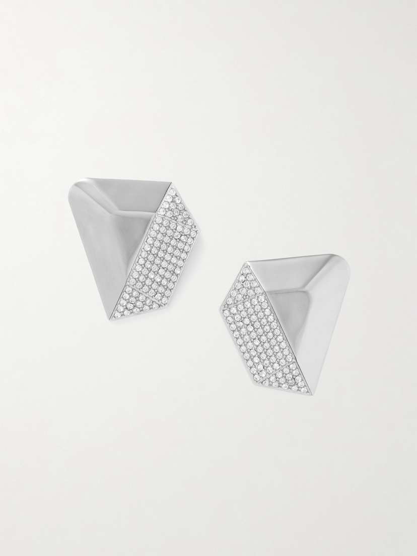 Amina Muaddi Gisele Silver-tone Crystal Earrings