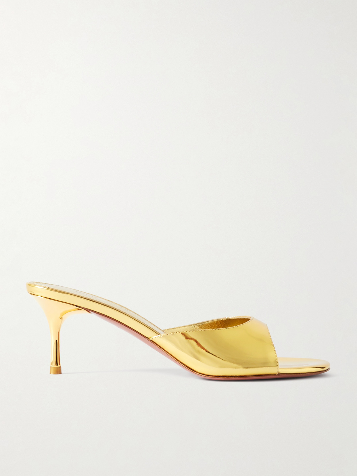 Amina Muaddi Jeanne Mirrored-leather Mules In Gold