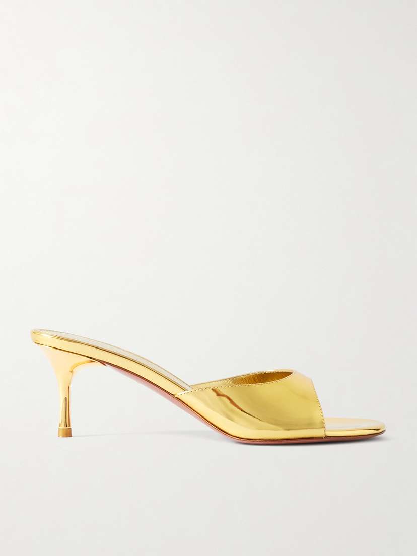 Amina Muaddi Jeanne Mirrored-leather Mules