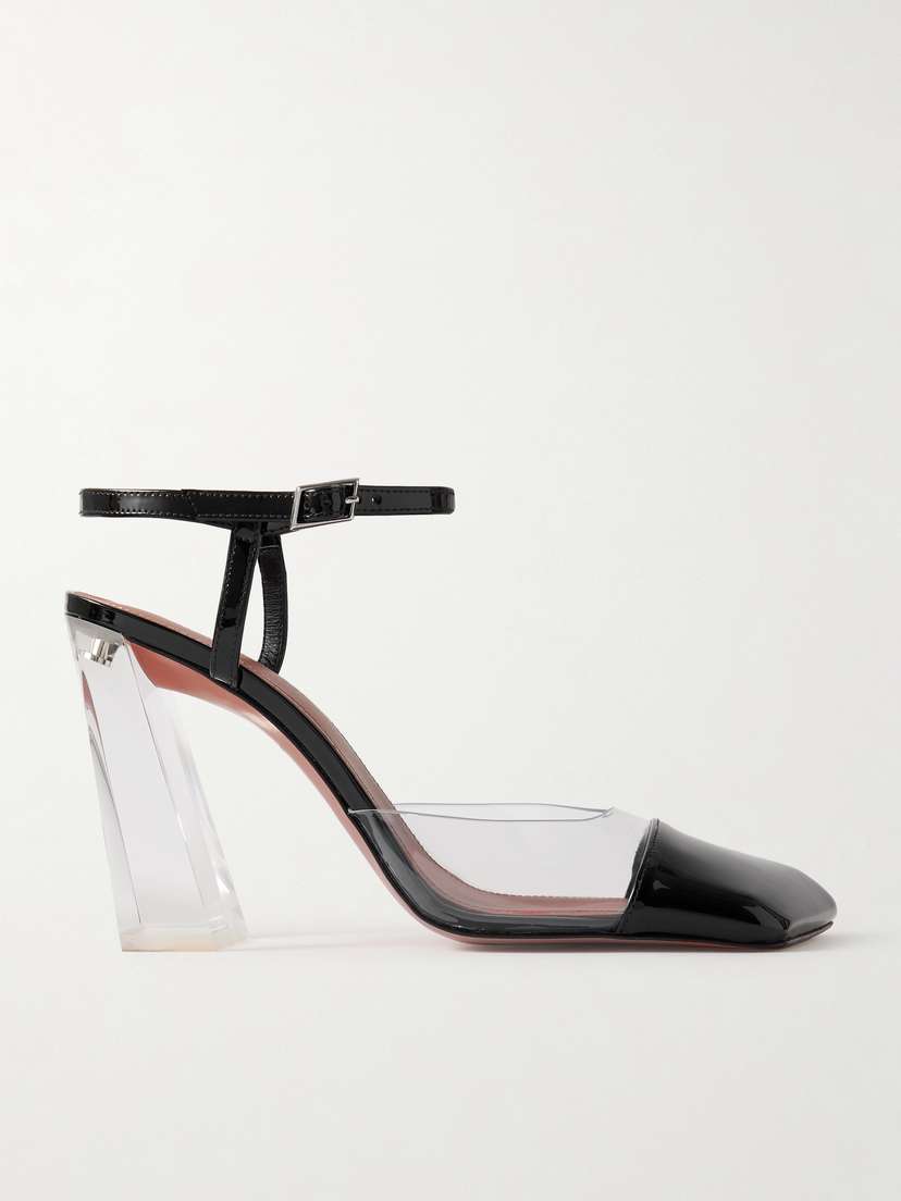Amina Muaddi Charlotte 95 Pvc And Patent-leather Slingback Pumps