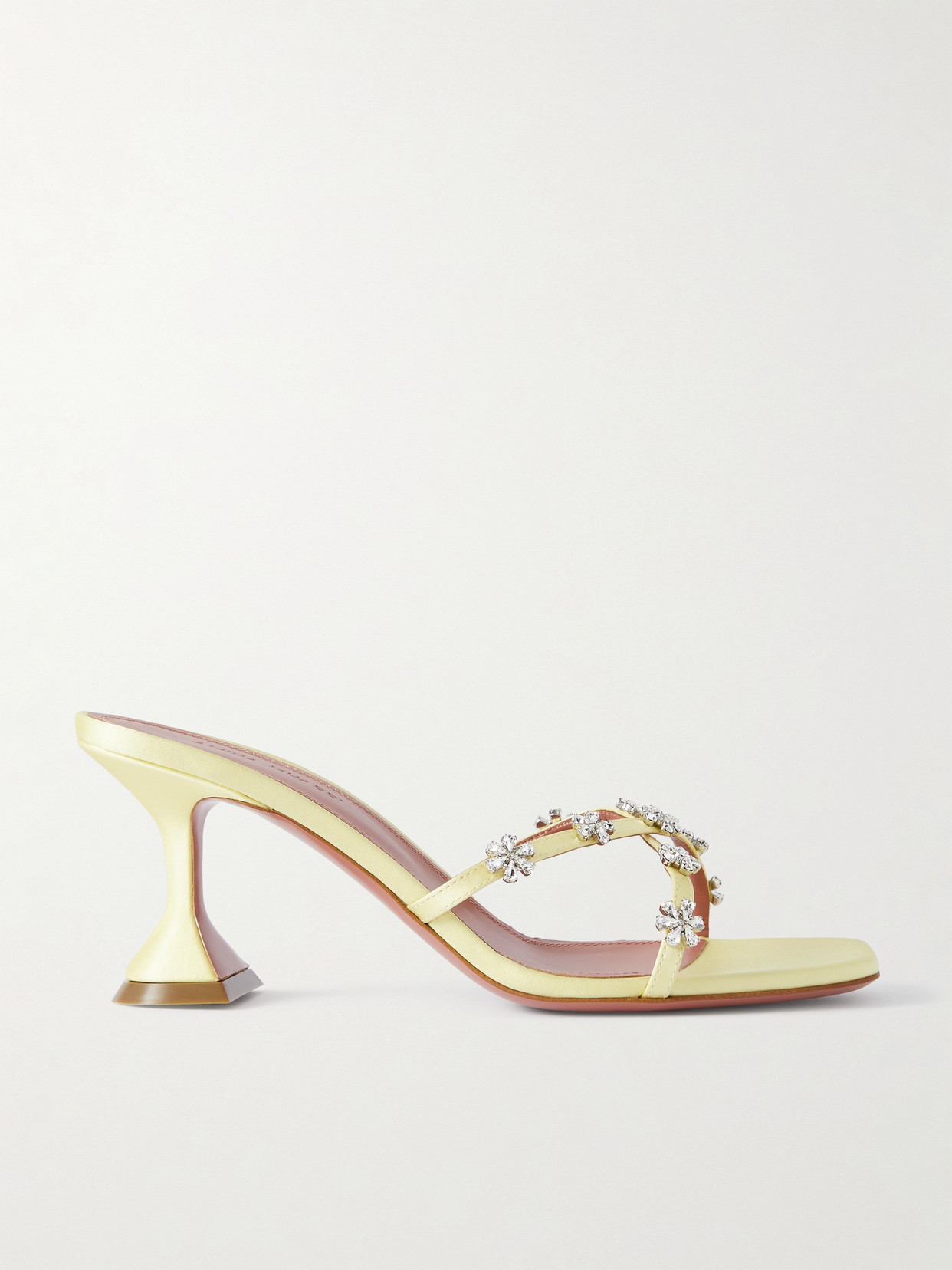 Amina Muaddi Lily Crystal-embellished Satin Mules In Yellow