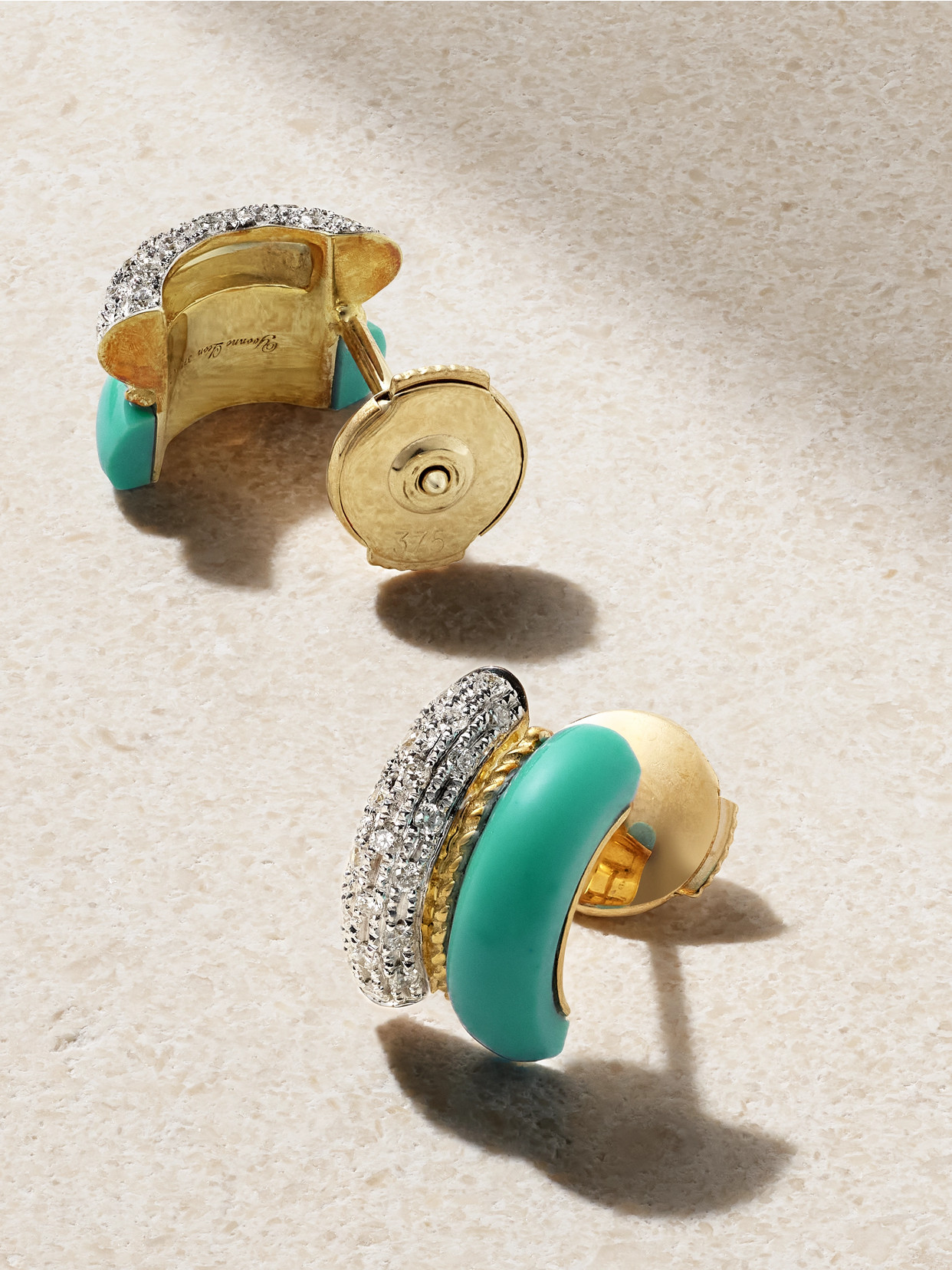Yvonne Léon 9-karat Yellow And White Gold, Malachite And Diamond Earrings In Gold