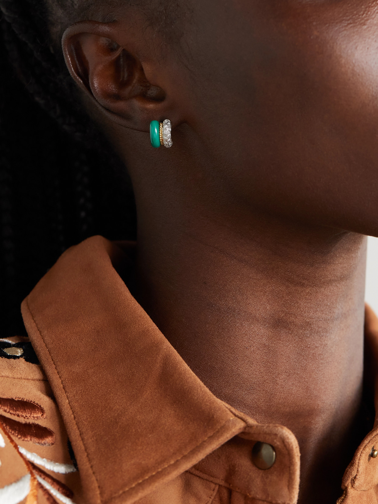 Yvonne Léon 9-karat Yellow And White Gold, Malachite And Diamond Earrings In Gold