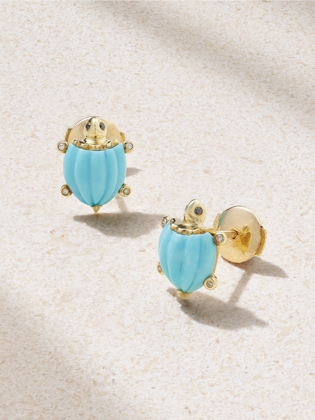 Yvonne Léon 9-karat Gold, Turquoise And Diamond Earrings