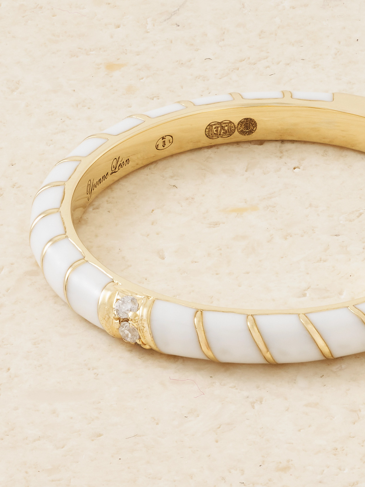 Yvonne Léon 9-karat Gold, Diamond And Enamel Ring In Gold