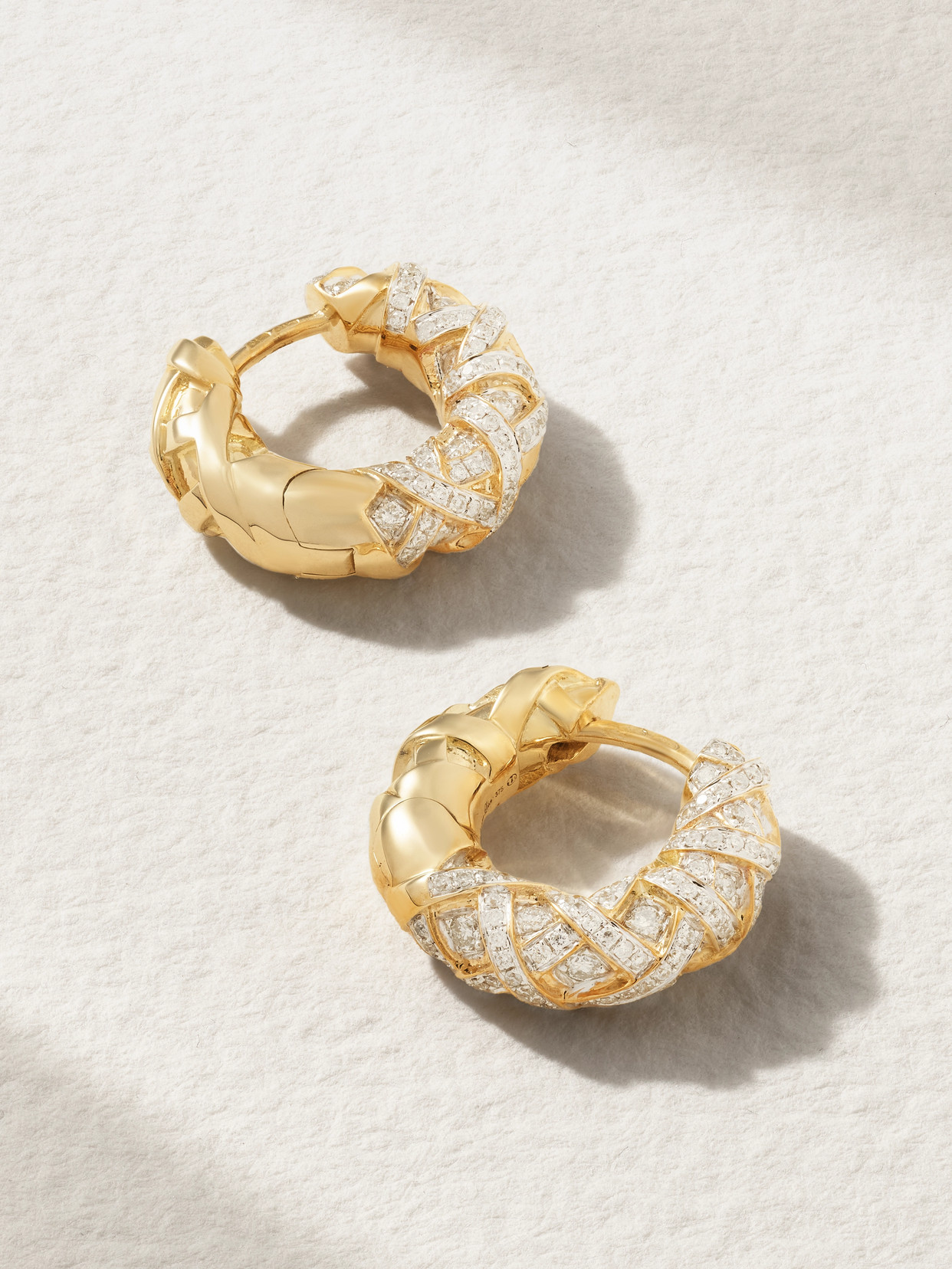 Yvonne Léon Ananas 9-karat Gold Diamond Hoop Earrings