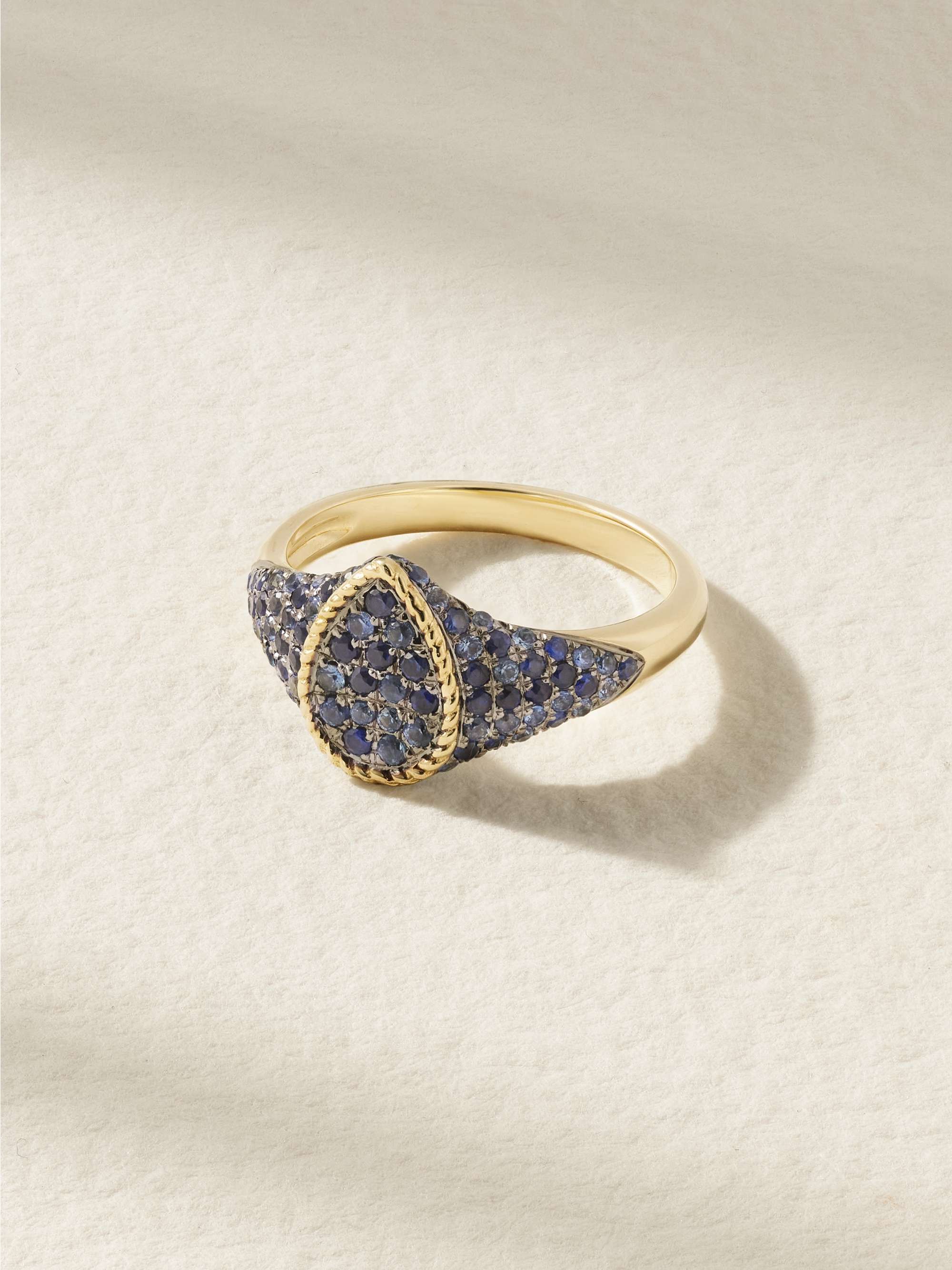 YVONNE LEON Baby Chevaliere 9 karat gold sapphire signet ring NET A PORTER