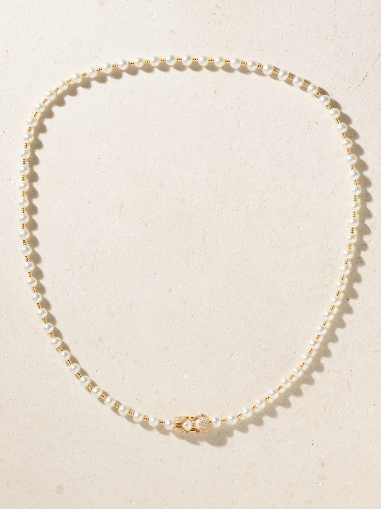 Yvonne Léon - 18-karat Gold, Pearl And Diamond Necklace - One size