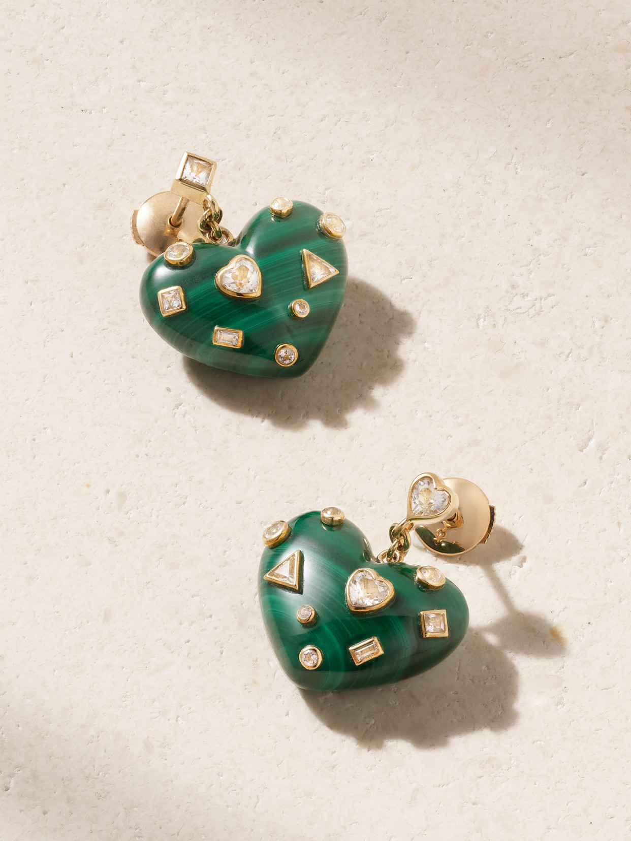 Yvonne Léon - 9-karat Gold, Malachite And Topaz Earrings - One size