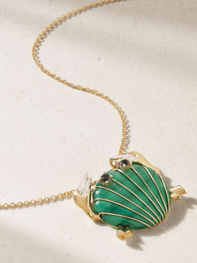 Yvonne Léon Collier 9-karat , Diamond And Malachite Necklace - One size