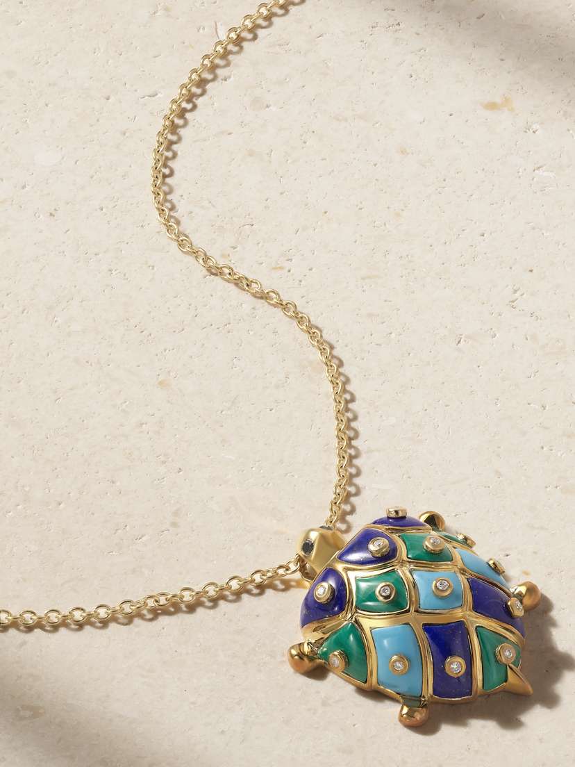 Yvonne Léon Tortue 9-karat Gold Multi-stone Necklace