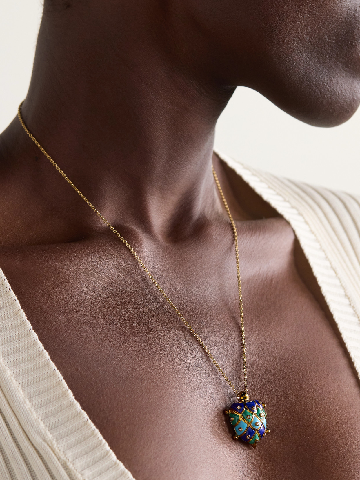Yvonne Léon Tortue 9-karat Gold Multi-stone Necklace In Gold