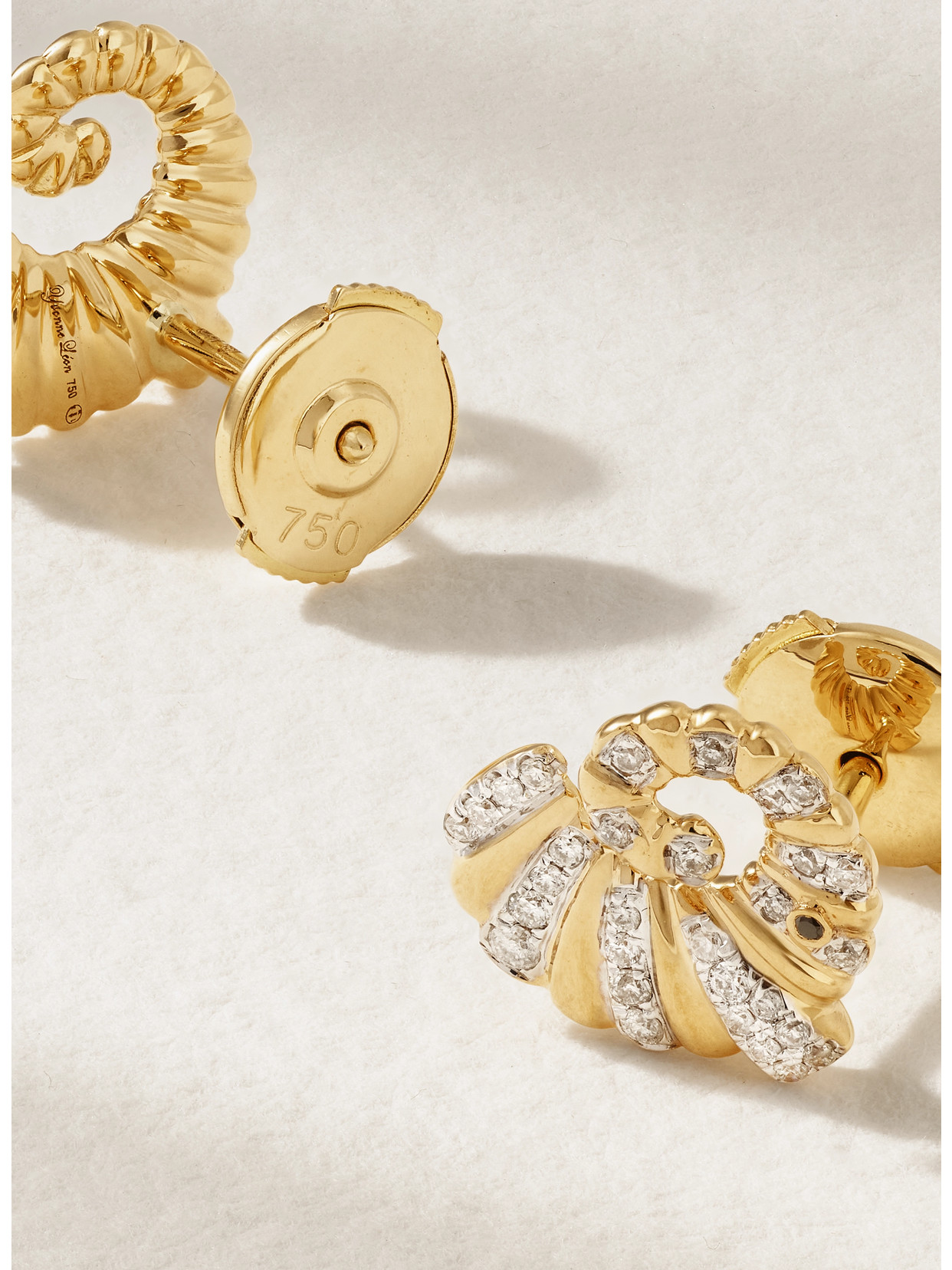 Shop Yvonne Léon 18-karat Gold Diamond Earrings