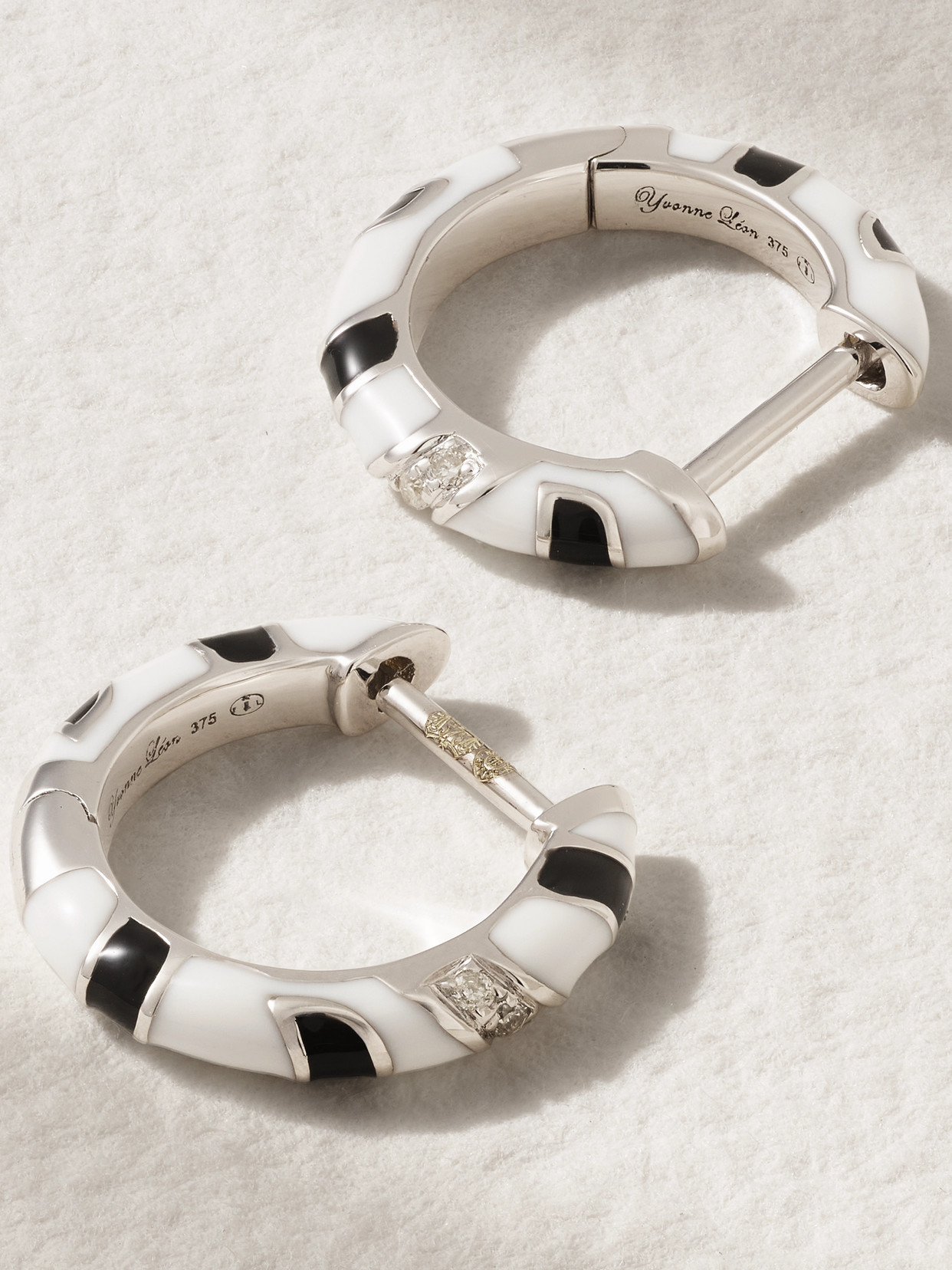 Yvonne Léon 9-karat White Gold, Diamond And Enamel Hoop Earrings In Gold