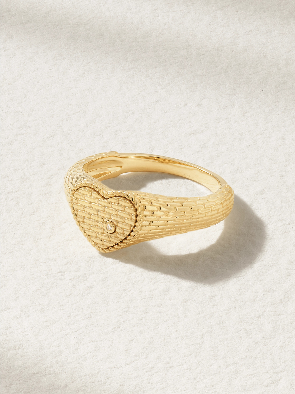 Yvonne Léon - Baby Chevalière Coeur 9-karat Gold Diamond Signet Ring - 4