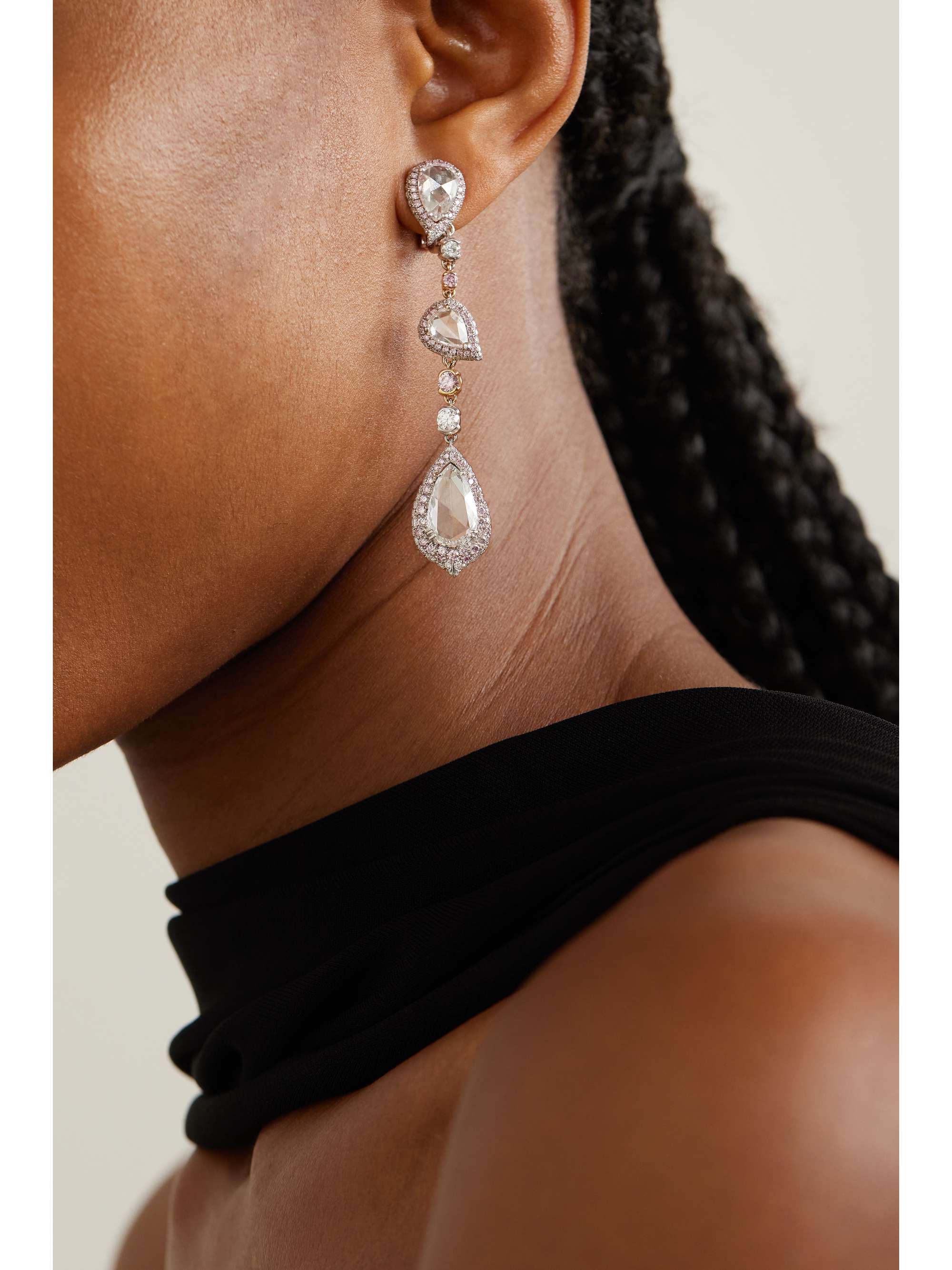 18 karat gold and platinum diamond clip earrings