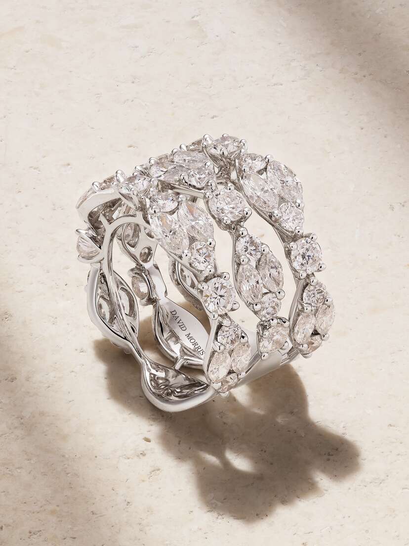 David Morris 18-karat White  Diamond Ring