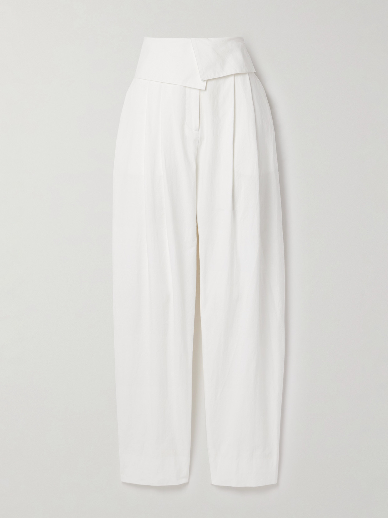 Salon 1884 + Net Sustain Soren Layered Pleated Cotton-blend Poplin Tapered Trousers In White