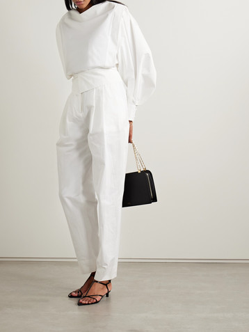 Salon 1884 + NET SUSTAIN Soren layered pleated cotton-blend poplin tapered pants