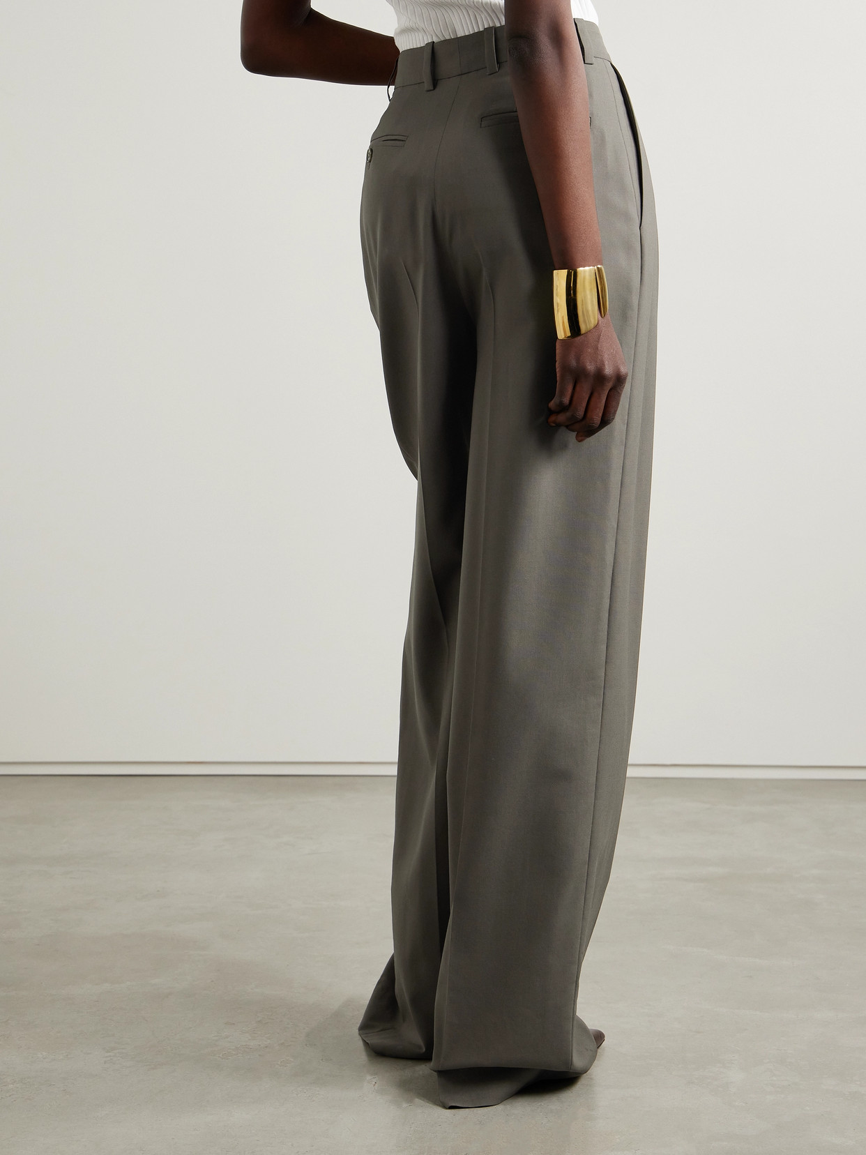 Salon 1884 + Net Sustain Odile Pleated Wool Wide-leg Pants In Brown