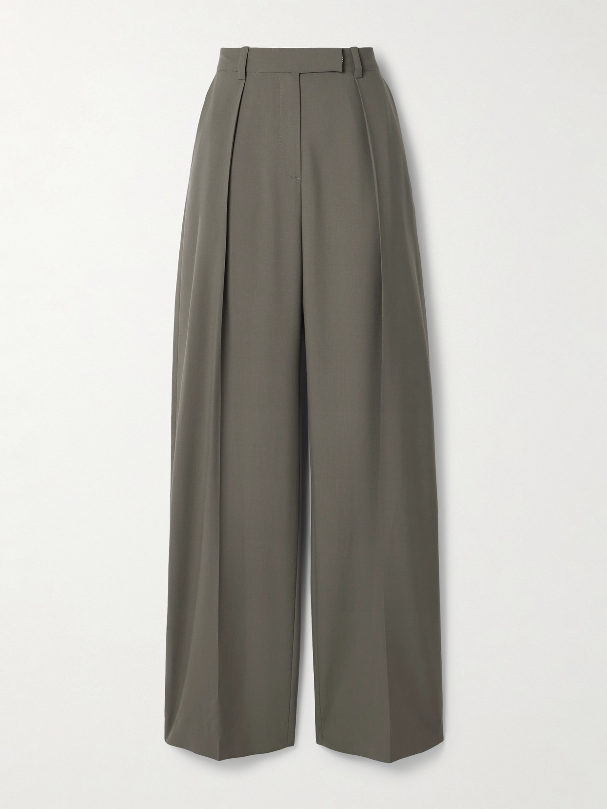 Salon 1884 + Net Sustain Odile Pleated Wool Wide-leg Pants In Brown