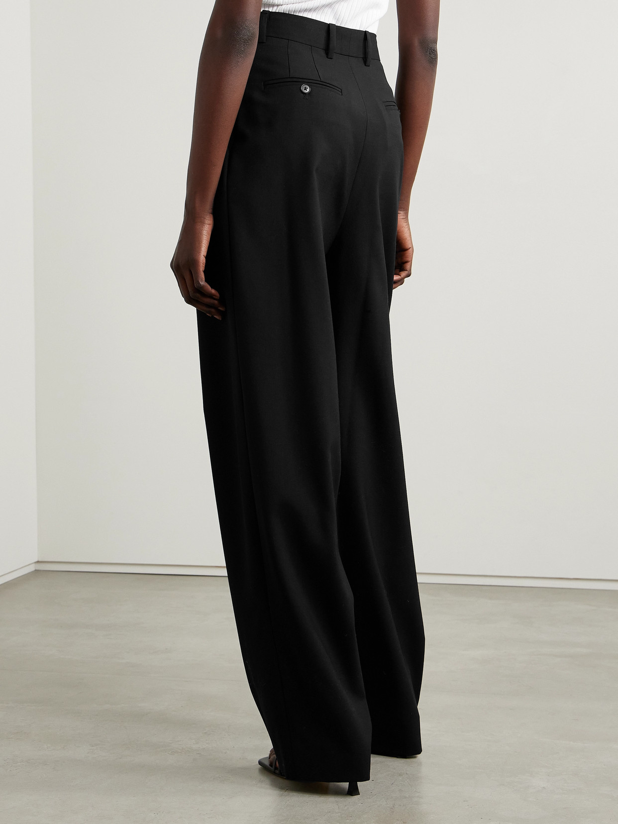 Salon 1884 + Net Sustain Cecily Pleated Wool Wide-leg Pants In Black