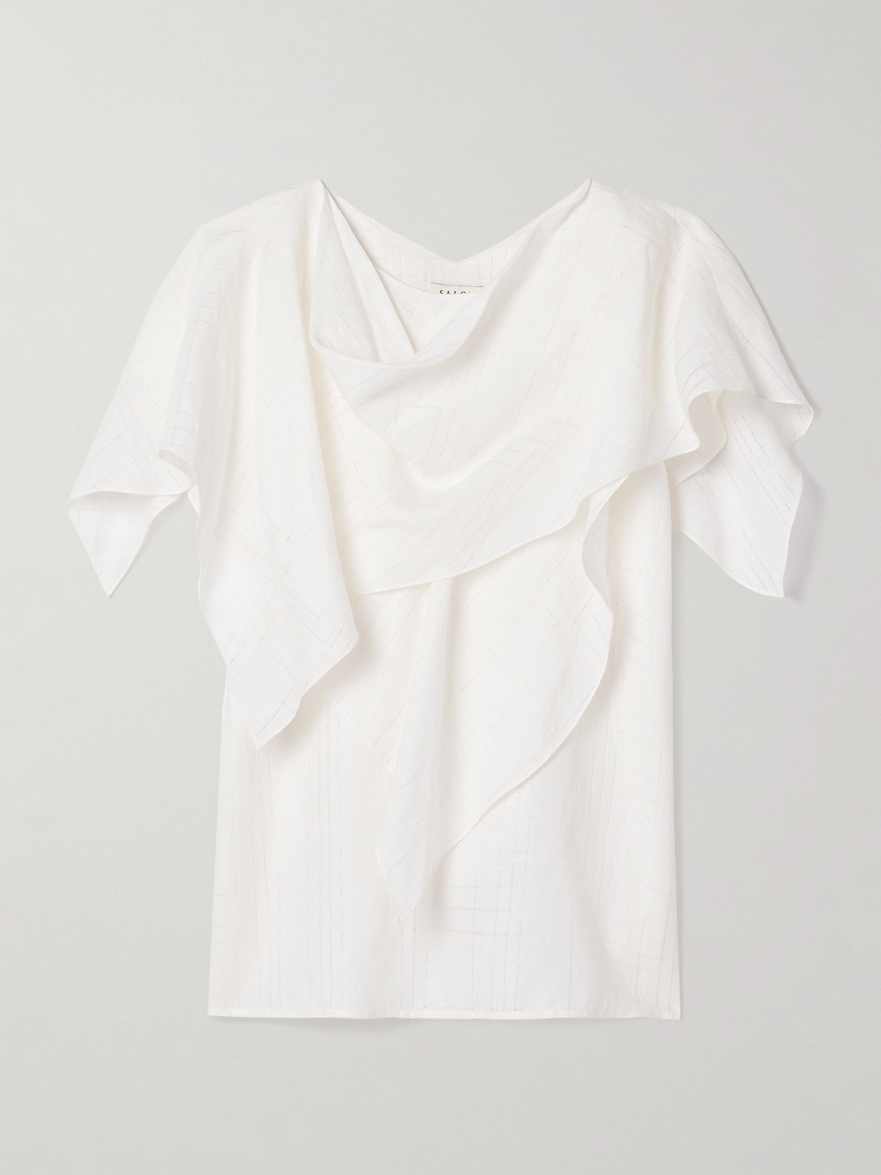 Salon 1884 + Net Sustain Mira Draped Layered Linen Top In White